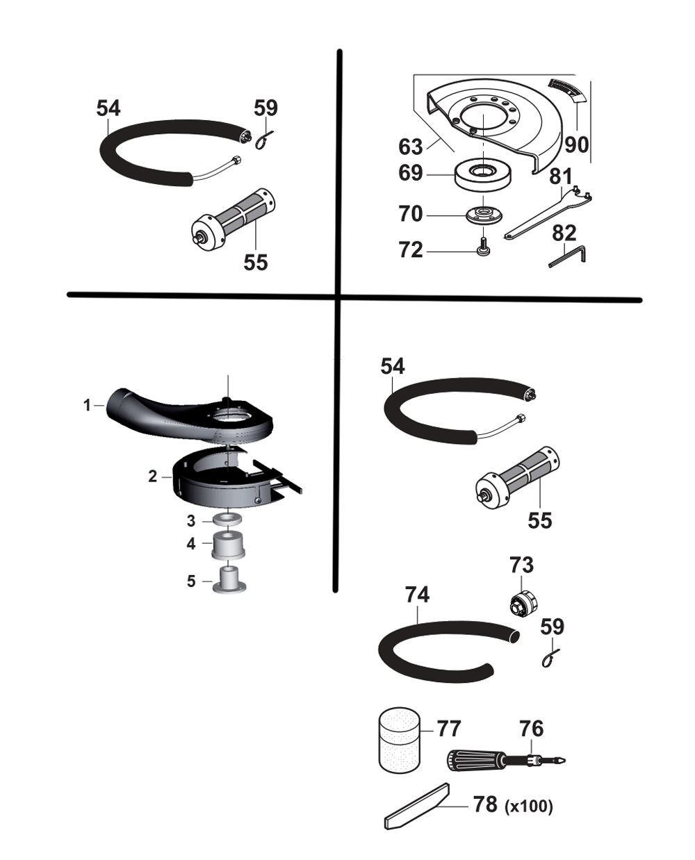 Fig-1 Diagram and Parts List for CP3650-120AA5VK  Chicago Pneumatic Grinder